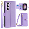 Etui z klapką do Samsung Galaxy S23, Wallet Zipper Pocket, fioletowe
