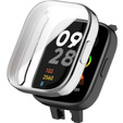 2w1 Etui Silikonowe z Osłoną na Ekran do Xiaomi Redmi Watch 3, Srebrne