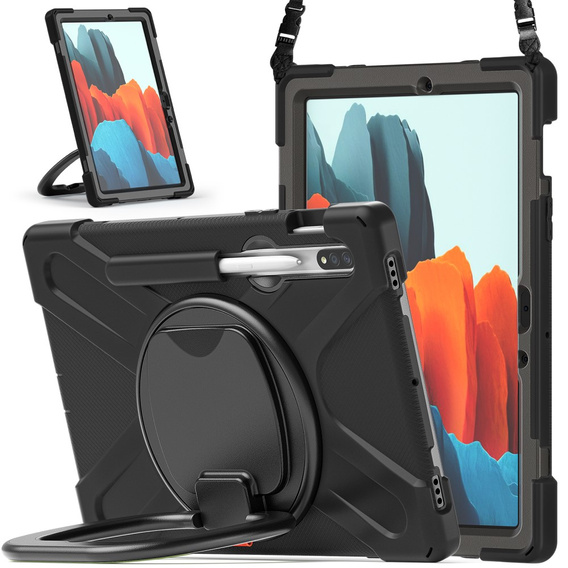 Etui do Samsung Galaxy Tab S9 FE / S9 / S8  / S7 T870/T875 / S10 FE, pancerne obrotowe 360, czarne
