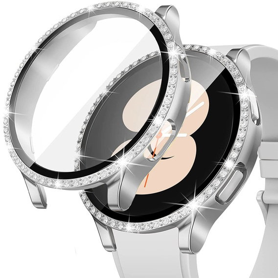 2w1 Etui + Szkło Hartowane do Samsung Galaxy Watch 6 40mm, Srebrne