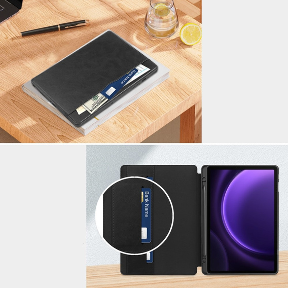 Etui do Samsung Galaxy Tab S10 Lite / S10 FE / S9 FE, Business Card and Pen Slot, czarne