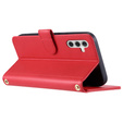 Etui z klapką do Samsung Galaxy A55 5G, Rhombus Crossbody Leather, czerwone