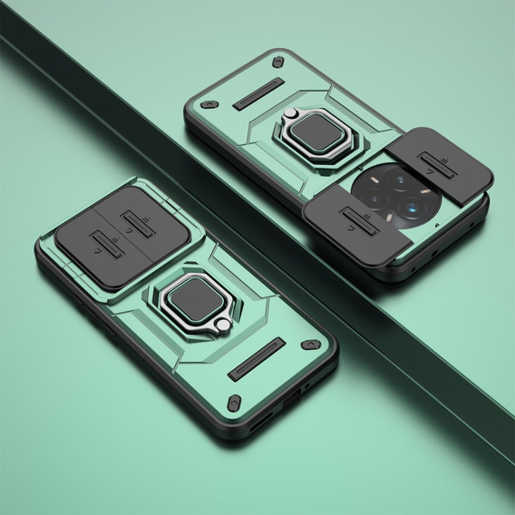 Etui pancerne do Realme 14 Pro+ 5G, CamShield Slide, zielone