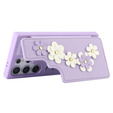 Etui do Samsung Galaxy S25 Ultra, Leather Flower Card Slot, fioletowe