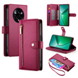 Etui z klapką do Realme 14 Pro 5G, Wallet Zipper Pocket, czerwone