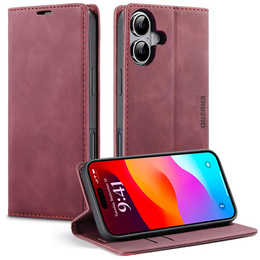 Etui do iPhone 17, ERBORD Vintage portfel z klapką, czerwone