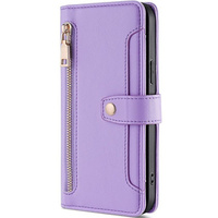 Etui z klapką do Honor Magic5 Lite, Wallet Zipper Pocket, fioletowe