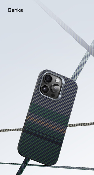 Etui BENKS Kevlar do iPhone 16 Pro, Magnetic Armor Pro Aurora 600D CC65, do MagSafe, Camera Control Button