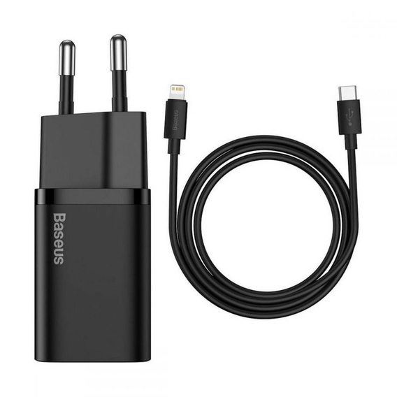 Baseus Super Si QUICK CHARGER PD20W Ładowarka + Kabel Lightning - Czarny