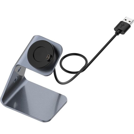 Aluminiowa Stacja Dokująca z kablem USB do zegarków Garmin, Szara