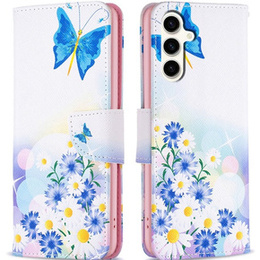 Etui z klapką do Samsung Galaxy S23 FE, Wallet, Butterfly & Flowers białe