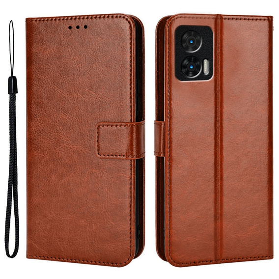 Etui z klapką do Motorola Edge 30 Neo 5G, Crazy Horse Wallet, brązowe