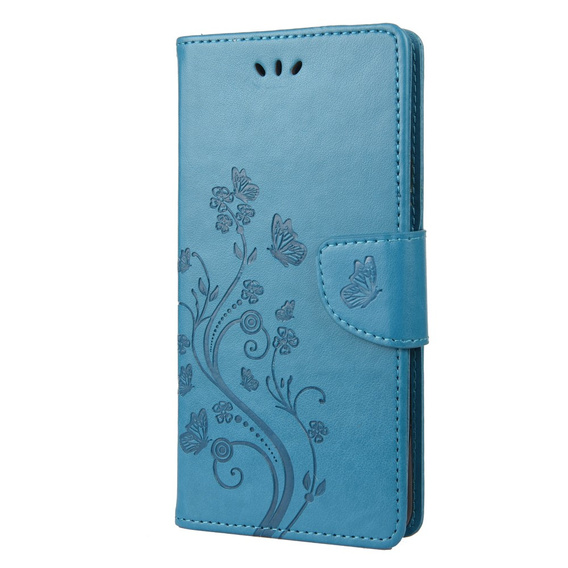 Etui z klapką do Oppo A17, Butterfly, niebieskie