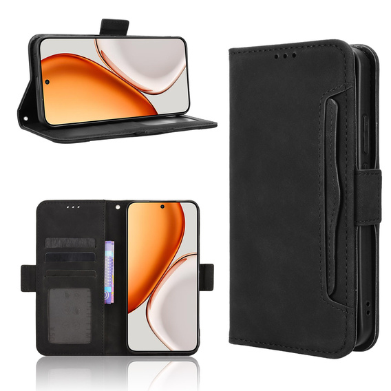 Etui z klapką do Honor Magic 8 Lite, Card Slot, czarne