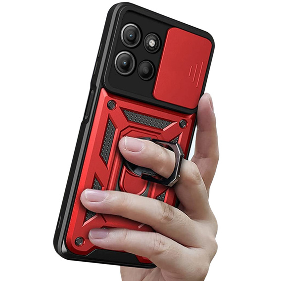 Etui pancerne do Motorola Moto G15 / Motorola Moto G15 Power, CamShield Slide, czerwone