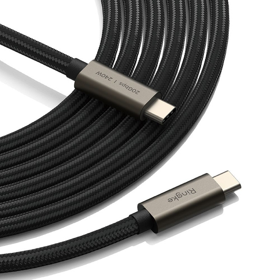 RINGKE Kabel 2x USB 3.2 Type-C 240W 100cm, czarny