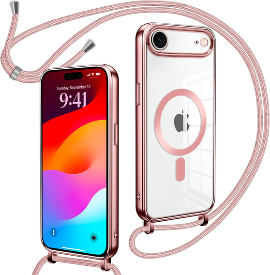 Etui do iPhone Air, Electro MagSafe, różowe + Smycz