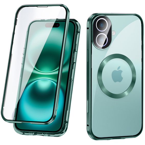 Etui Magnetic Dual Glass MagSafe do iPhone 16, zielone