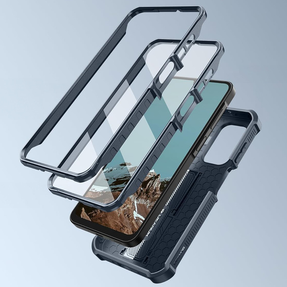 Etui pancerne do Samsung Galaxy A17, Dexnor Full Body (Two Frames), niebieskie