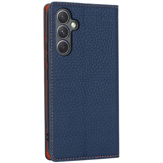 Etui z klapką do Samsung Galaxy A54 5G, Litchi Skin Grain, granatowe / czerwone