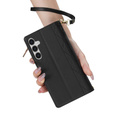 Etui z klapką do Samsung Galaxy A56 5G, Rhombus Crossbody Leather, czarne