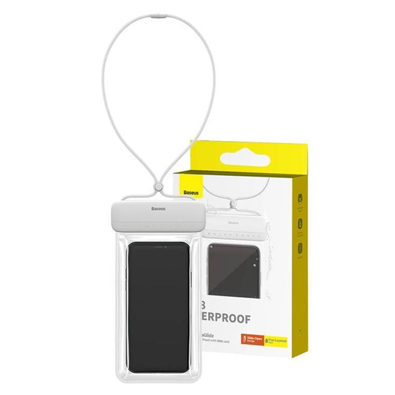 Baseus AquaGlide – Uniwersalne wodoodporne etui na telefon - białe
