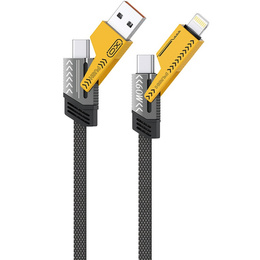 XO Kabel NB283 4w1 USB-C - Lightning + USB + USB-C 60W 1,0m, żółty