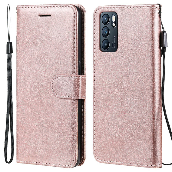 Etui Wallet do Oppo Reno6 5G, Rose Gold