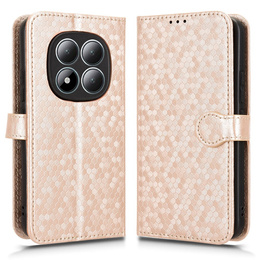 Etui z klapką do Xiaomi Redmi Note 15 Pro Plus 5G / Poco M8 Pro 5G, Wallet Rhombus, złote