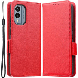 Etui z klapką do Nokia X30 5G, Wallet Litchi Magnet Case, czerwone