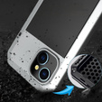 Etui do iPhone 15, pancerne, z wbudowanym szkłem, srebrne