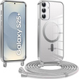 Etui do Samsung Galaxy S25+ Plus, Electro MagSafe, srebrne + Smycz