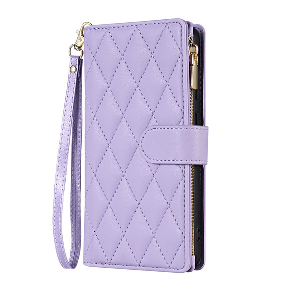 Etui z klapką do Samsung Galaxy S25 Edge, Rhombus Crossbody, fioletowe