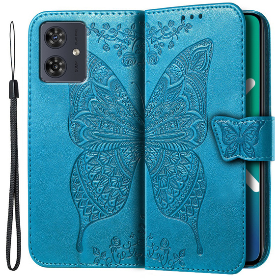 Etui z klapką do Motorola Moto G54 5G, Butterfly, niebieskie