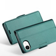 Etui do iPhone 16E, ERBORD Glossy Litchi, portfel z klapką, zielone