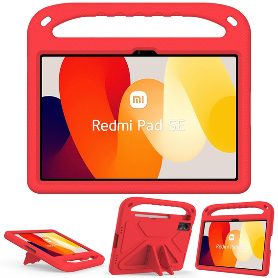 Etui dla dzieci do Xiaomi Redmi Pad SE 11", dziecięce z uchwytem, Czerwone