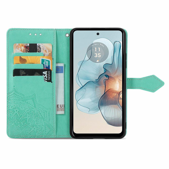 Etui z klapką do Motorola Moto G24 / G24 Power / G04, Mandala, zielone