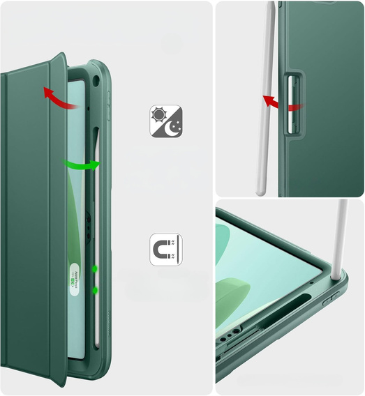 Etui ochronne do iPada 11" 2025 A16 (11 gen.) / 10.9" 2022 (10 gen.), Suritch Full Body, zielone