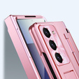 Etui z podstawką do Samsung Galaxy Z Fold7 5G, z ochroną zawiasu, szkłem i rysikiem - różowe