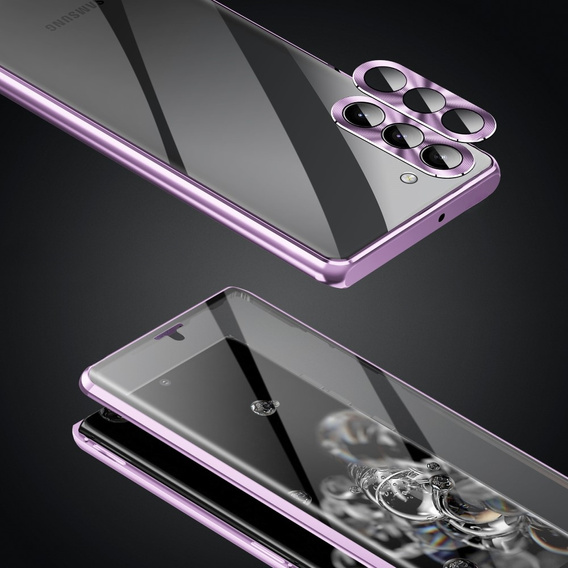 Etui do Samsung Galaxy S23 Plus, Magnetic Dual Glass, fioletowe