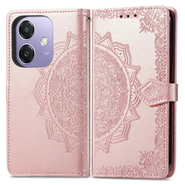 Etui z klapką do Oppo A40 / Oppo A40m, Mandala, różowe rose gold