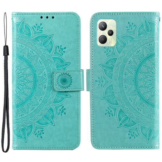 Etui z klapką do Realme C35, Mandala, zielone