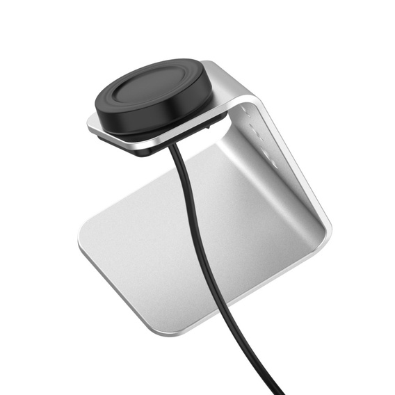 Aluminiowa Stacja Dokująca Ładowarka do Samsung Galaxy Watch 3/4/5/6/7 Active 2/Watch 5 Pro/Watch Ultra, Srebrna