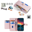 Etui z klapką do Realme 14 Pro 5G, Wallet Zipper Pocket, różowe