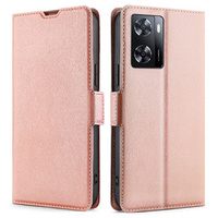 Etui z klapką do Oppo A57s, Wallet Thin Magnet, różowe