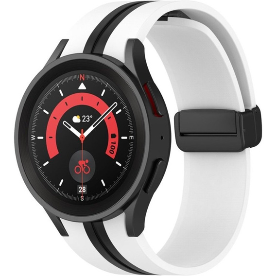 Pasek Silikonowy do Samsung Galaxy Watch 4/5/6 40/42/43/44/45/46/47mm, Biały / Czarny