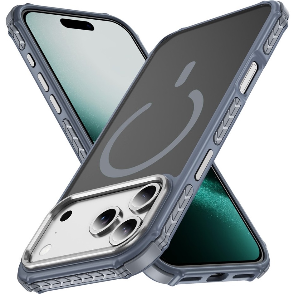 Etui pancerne do iPhone 17 Pro Max, Matt Case, do MagSafe, matowe z szarą ramką