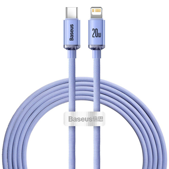 Baseus kabel Crystal Shine USB-C - Lightning 2,0 m 20W - fioletowy