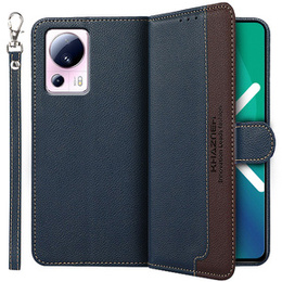 Etui z klapką do Xiaomi 13 Lite, KHAZNEH RFID, niebieskie / brązowe