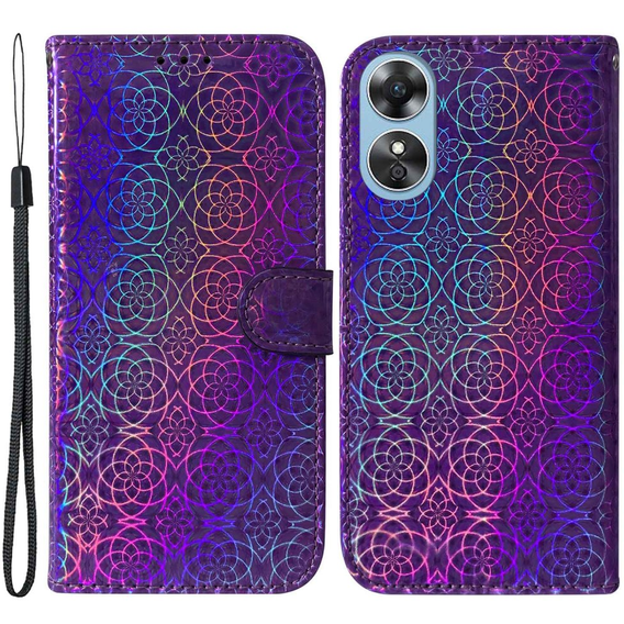 Etui z klapką do Oppo A17, Wallet, Mandala fioletowe